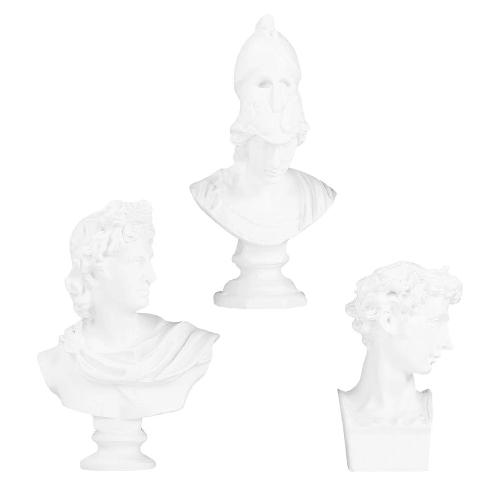 3Pcs Famous Sculpture Plaster Bust Statue Greek Mythology Figurine Home Decor