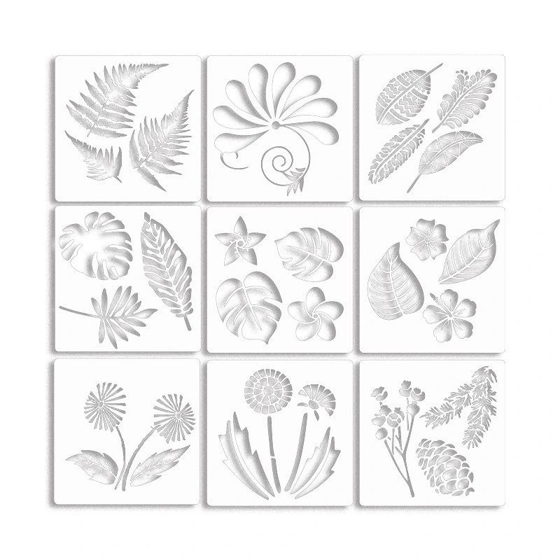 9pcs  Painting Stencils Templates Drawing Molds Reusable Crafts Templates for Diy