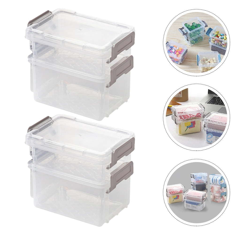 4 Pcs Desktop Storage Cases Transparent Jewelry Organizers Stackable Boxes