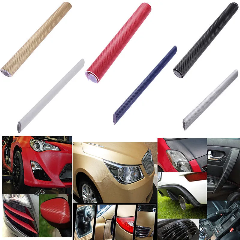 3D Carbon Fiber Wrap Roll DIY Sticker for Car Auto Vehicle Decor 30x127cm (Silver)