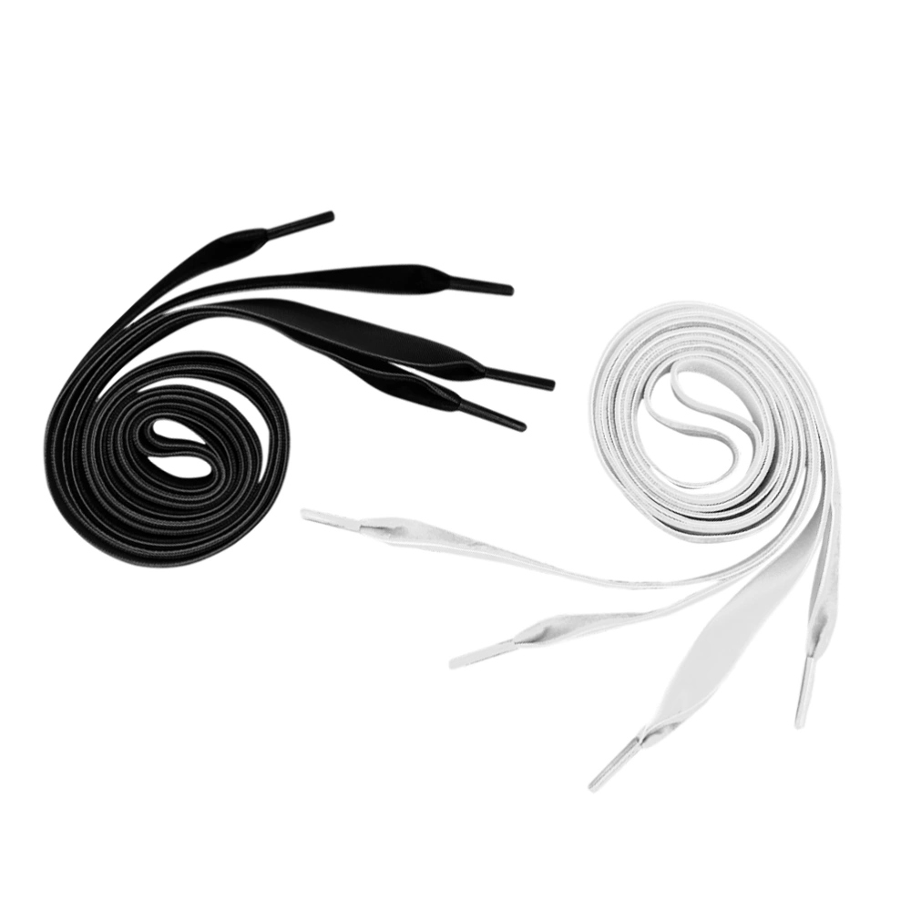 2 Pairs 1.6cm Wide Shoelaces Wide Flat Shoe Lace Shoe Strings Shoe Accessories (Black 140cm + White 140cm)