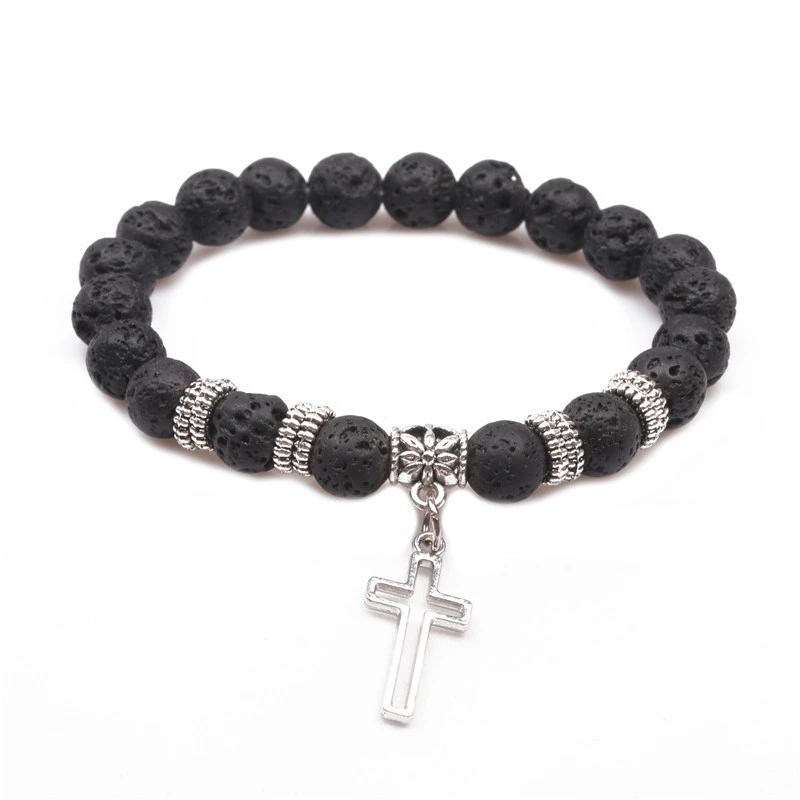 Beads Bracelet Male Bracelet Men Bracelet Cross Pendant Wrist Chain Fashionable Bracelet