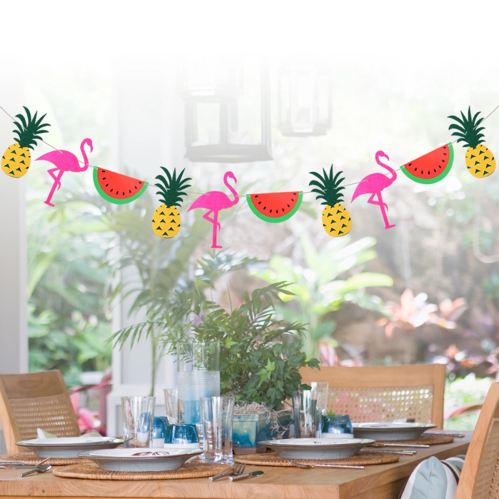 3 Meters Flamingo Buntings Banners Party Long Felt Selva Greenery Tropical Plant Pineapple Watermelon Garlands for Decorations