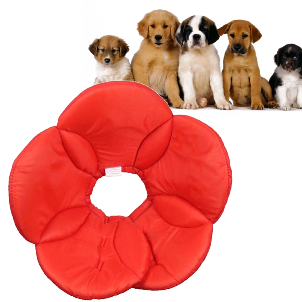 Protective Cover Polyester Sponge Flower Pet Collar Dog Anti-Bite and Break Free Collar Red（M）