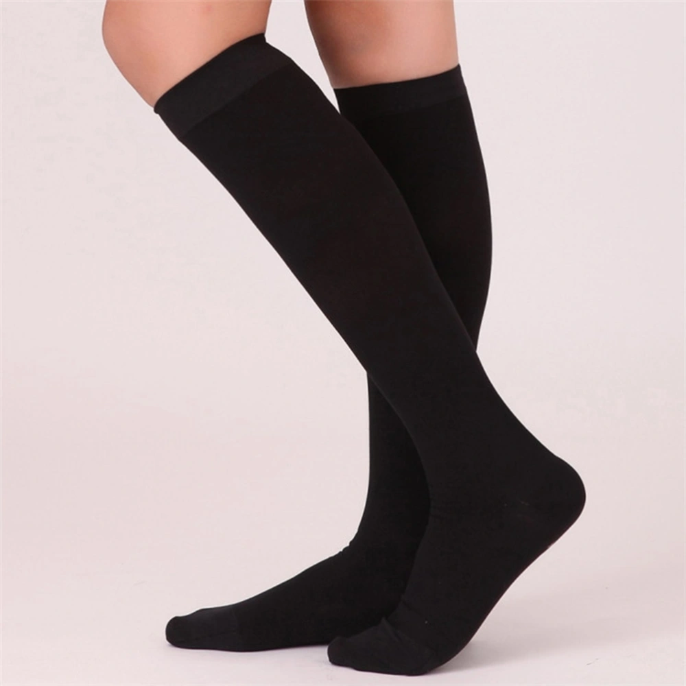 4 Pairs Women Men Compression Socks Anti Fatigue Knee High Stockings Breathable Socks for Running Edema Varicose Veins Travel - Size L/XL (Black)