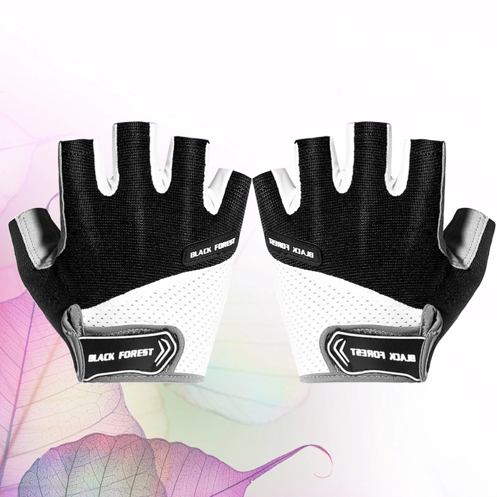 1 Pair of Bike Riding Gloves Breathable Skid Resistance Sports Gloves Half Finger Cycling Gloves Size XL (Black)