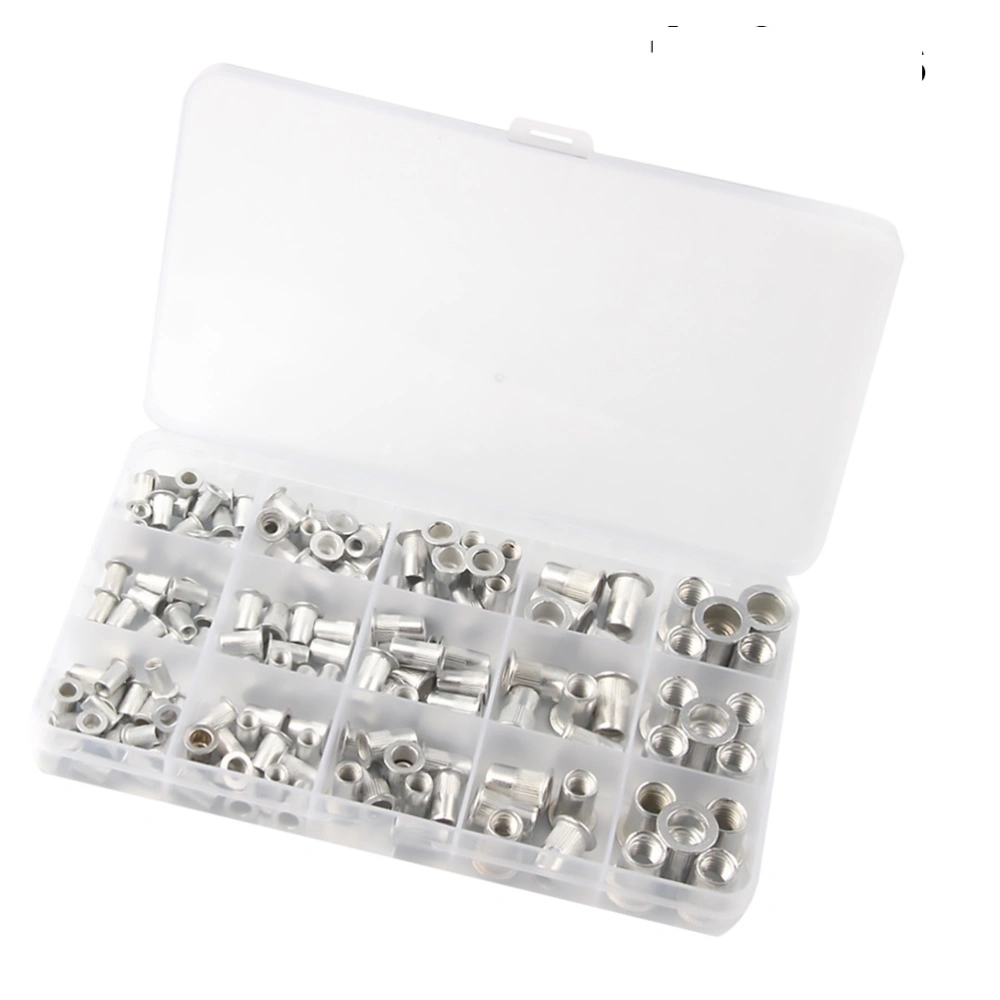 150pcs Cylindrical Hollow Stainless Steel Rivet Nut Riveted Stainless Steel Nut With Flat Head And Vertical Grain