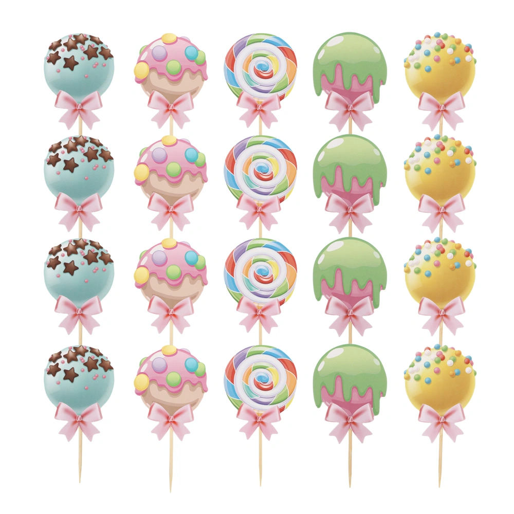 20pcs Colorful Lollipop Cake Toppers Delicate Cake Decors Dessert Pastry Decors