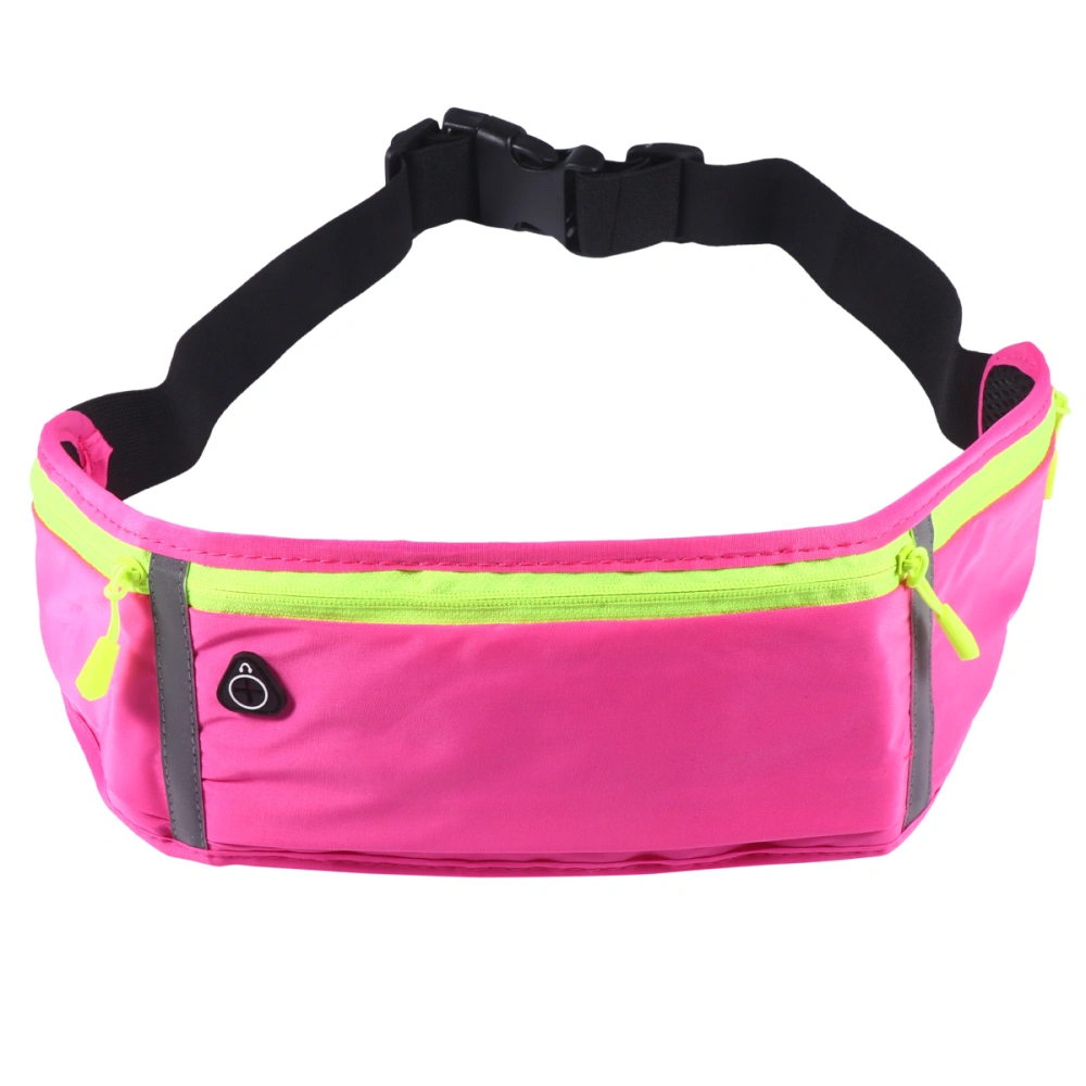 1Pc Running Waist Pouch Three Compartment Waterproof Sports Pouch Belt Waist Water Resistant Pack (Rosy)