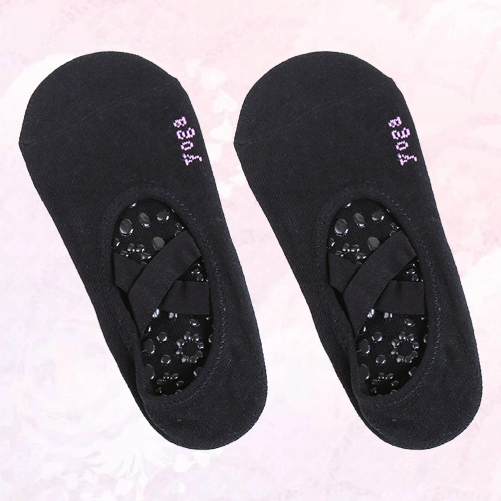 Round Head Non-slip Socks Women Cotton Yoga Socks Indoor Breathable Bandage Dance Socks (Black  Style Random)