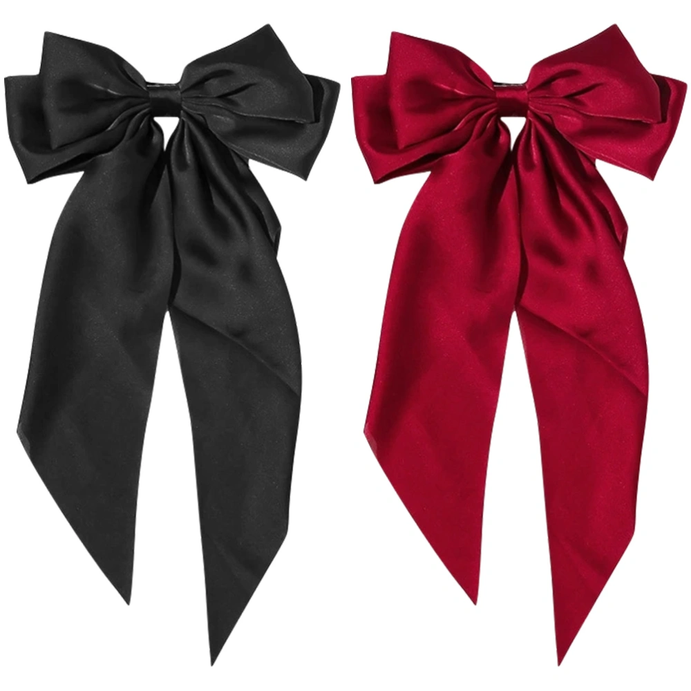 2pcs Long Tail Bow Hair Barrettes Clips Women Large Bow Clips Spring Hair Barrettes