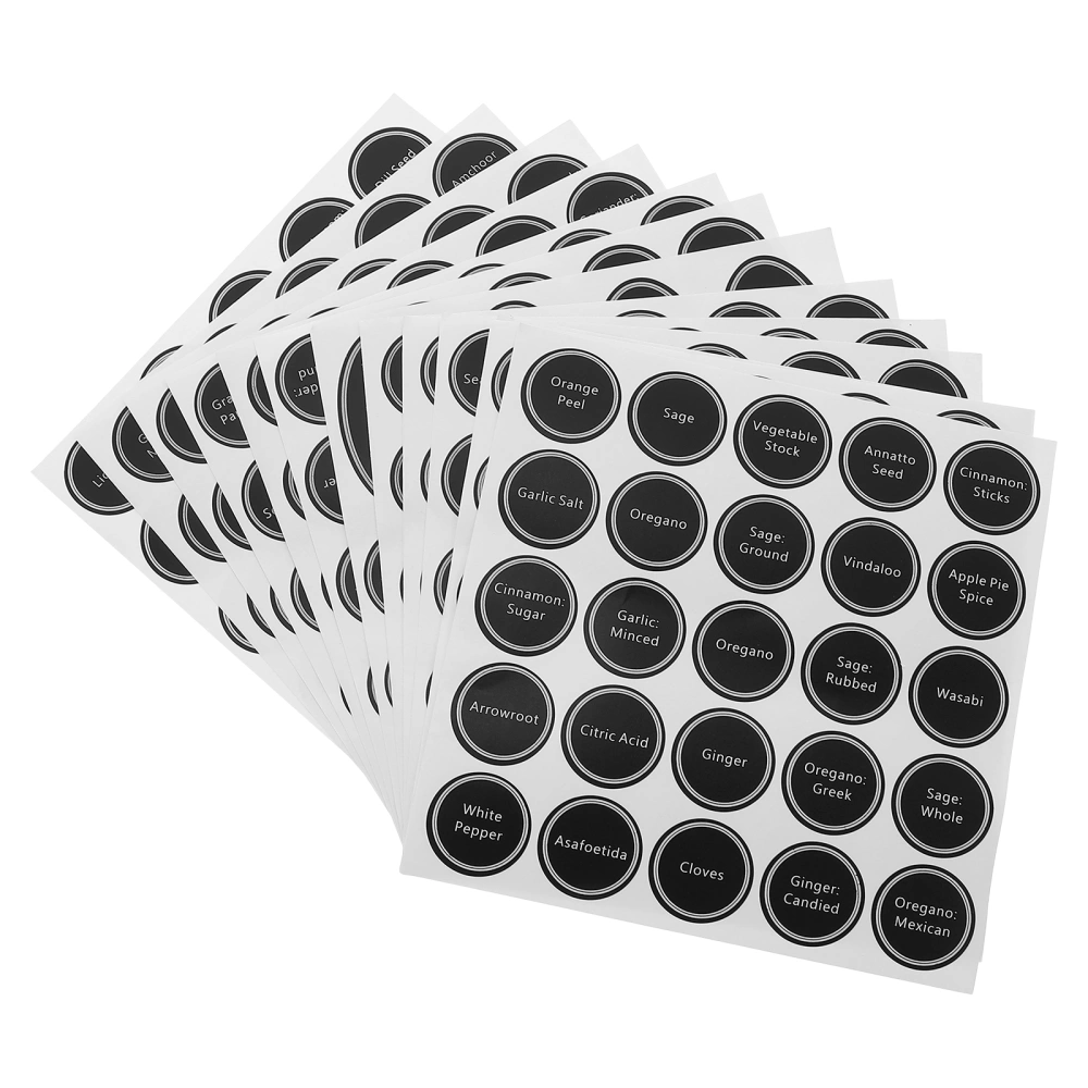 13 Sheets/Set Printed Spice Jar Labels Round Pantry Stickers Blackboard Sticker for Kitchen (Mixed Style)