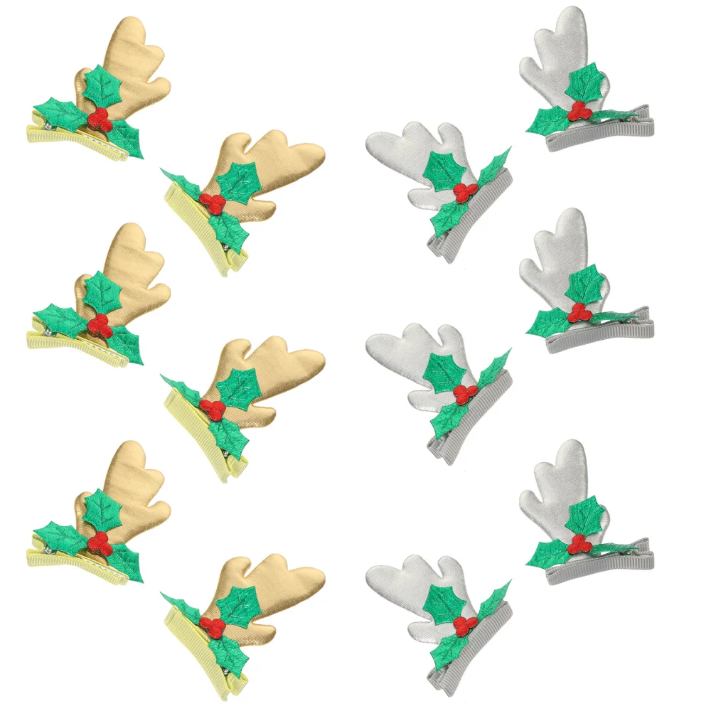 6 Pairs Christmas Hair Clips Antlers Hairpin Adorable Hair Accessories for Kid