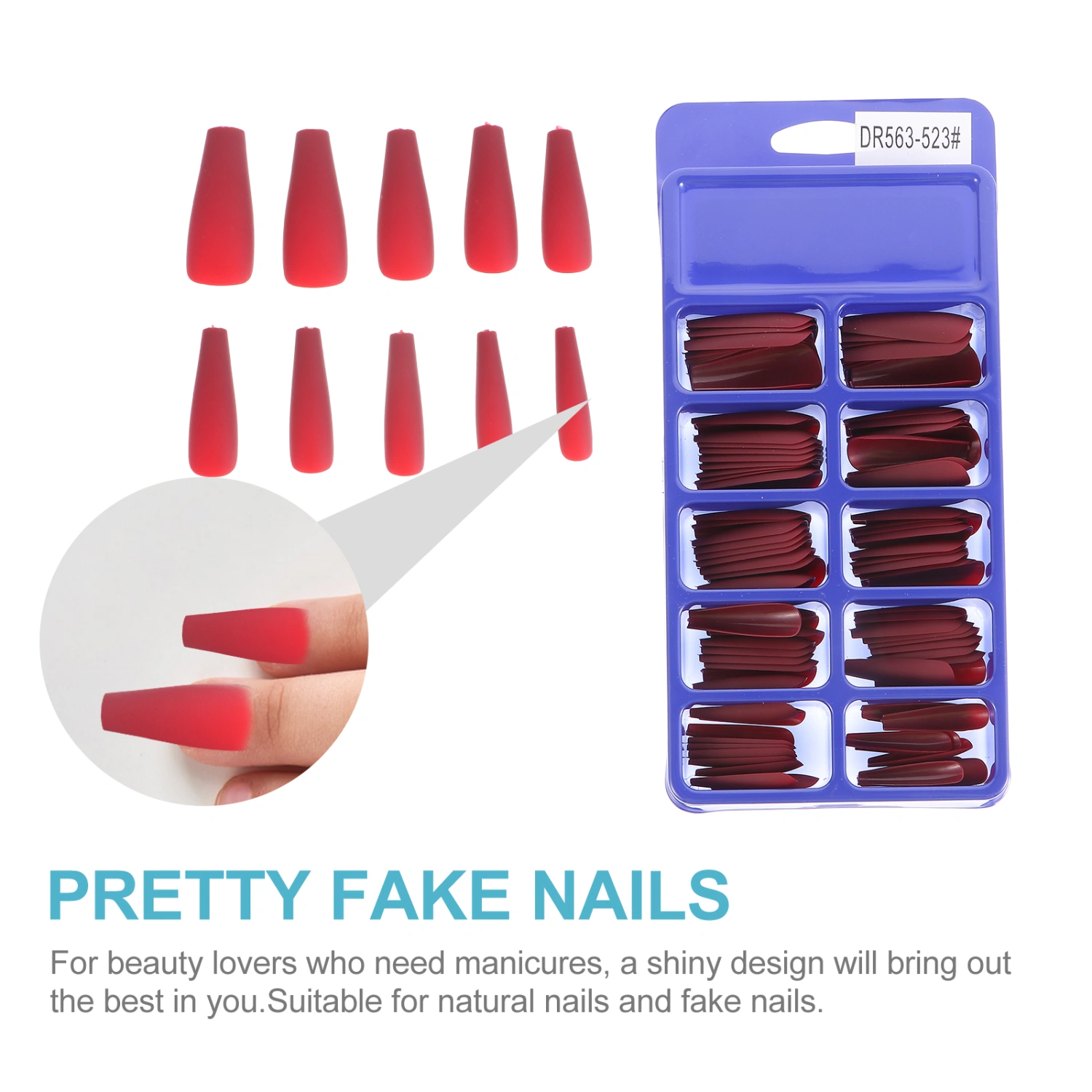 100pcs Matte Long Ballerina Press on Nails False Nails Full Cover Fake Nails