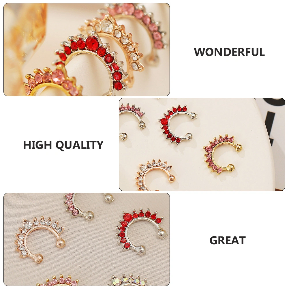 5Pcs Stainless Steel Nose Ring Rhinestone Nose Ring Body Piercings(Random Color)