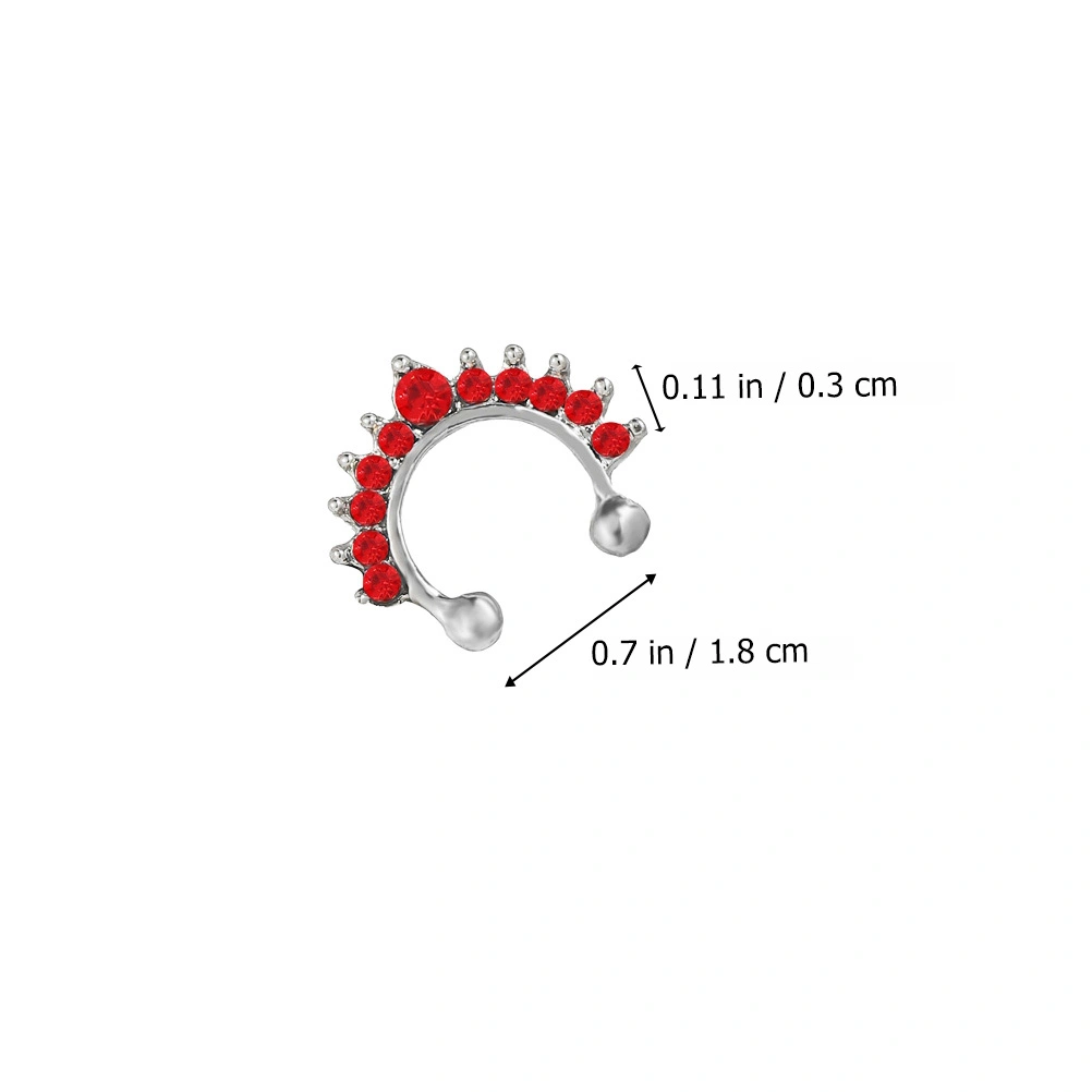 5Pcs Stainless Steel Nose Ring Rhinestone Nose Ring Body Piercings(Random Color)