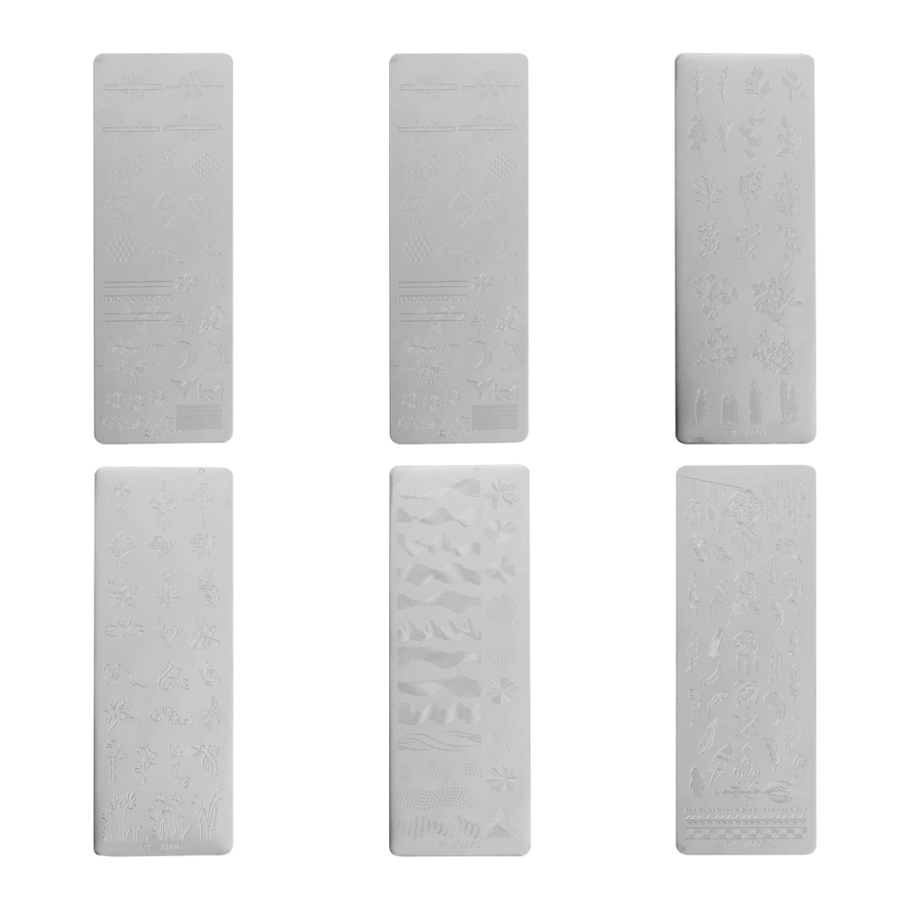 6Pcs Floral Pattern Nail Stamping Plates Creative DIY Nail Art Template Stencils