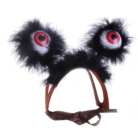  Pet Halloween Headwear Plush Eyes Halloween Party Headband Simulation Monster Eyes Headband Decor