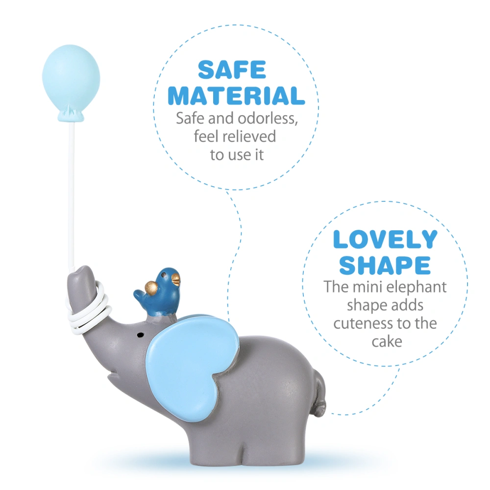 YeahiBaby Lovely Balloon Elephant Doll Resin Cake Ornaments Small Crafts Dessert Table Decor for Party Shop (Sky-blue)