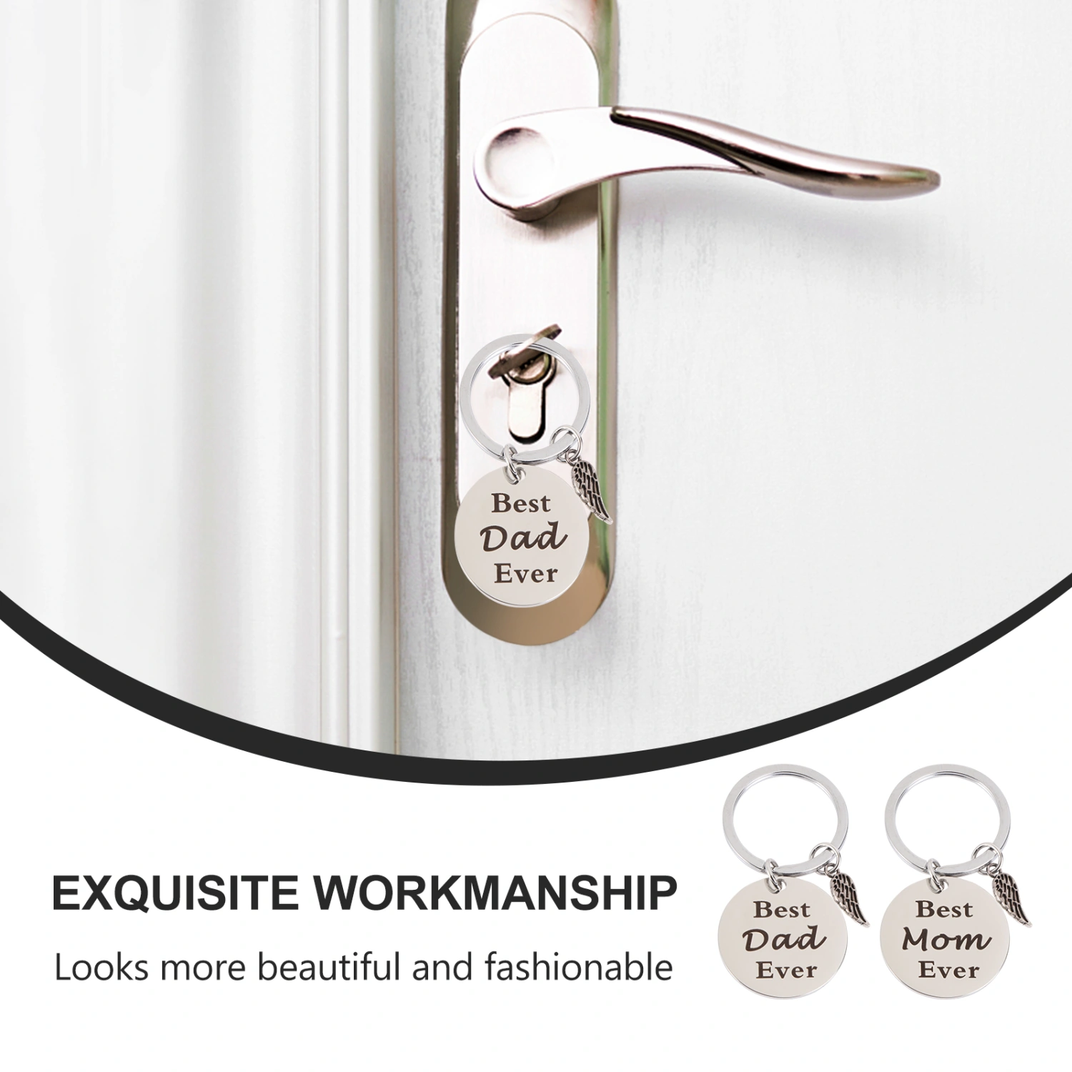 2pcs Father's Day Keychain Bag Pendant Mother' s Day Key Hanging Ornament