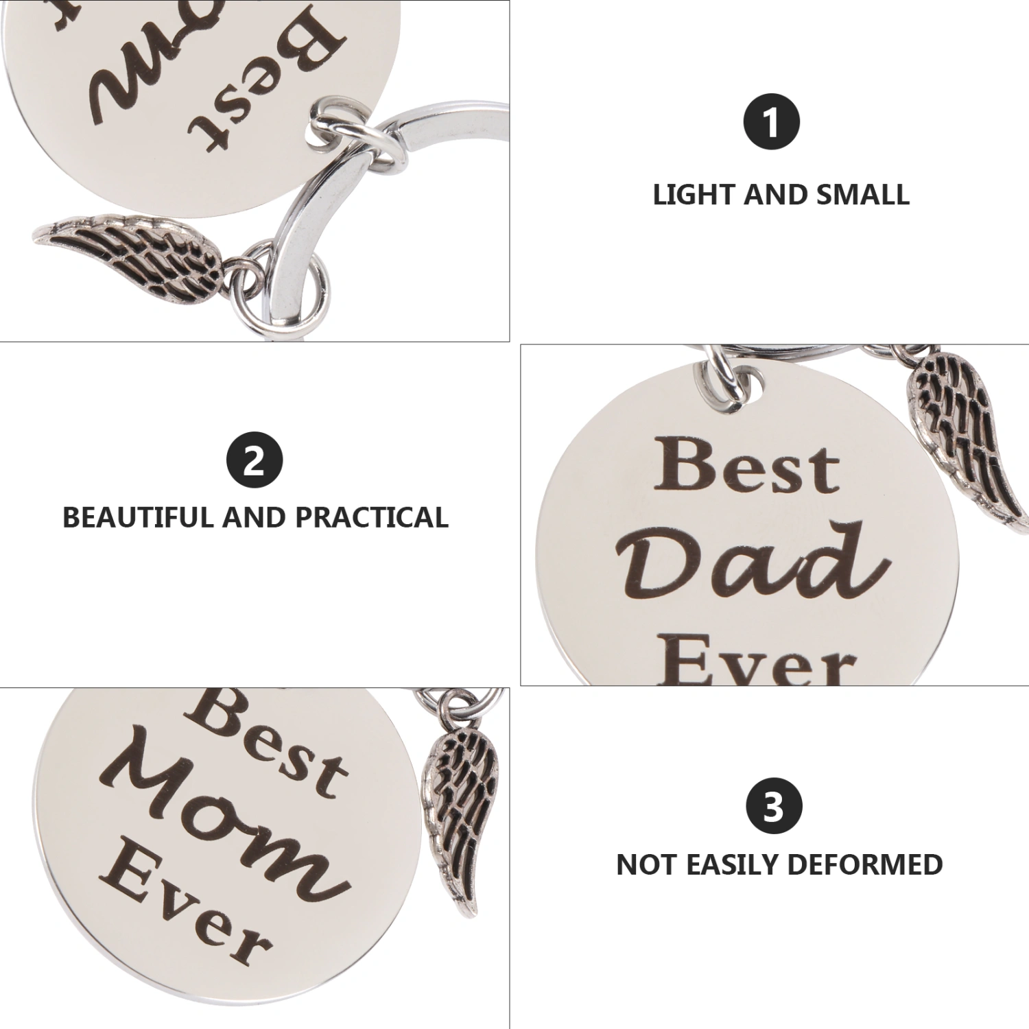 2pcs Father's Day Keychain Bag Pendant Mother' s Day Key Hanging Ornament