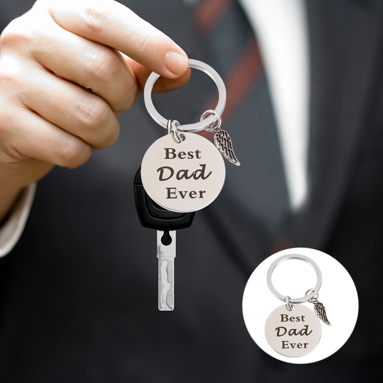 2pcs Father's Day Keychain Bag Pendant Mother' s Day Key Hanging Ornament
