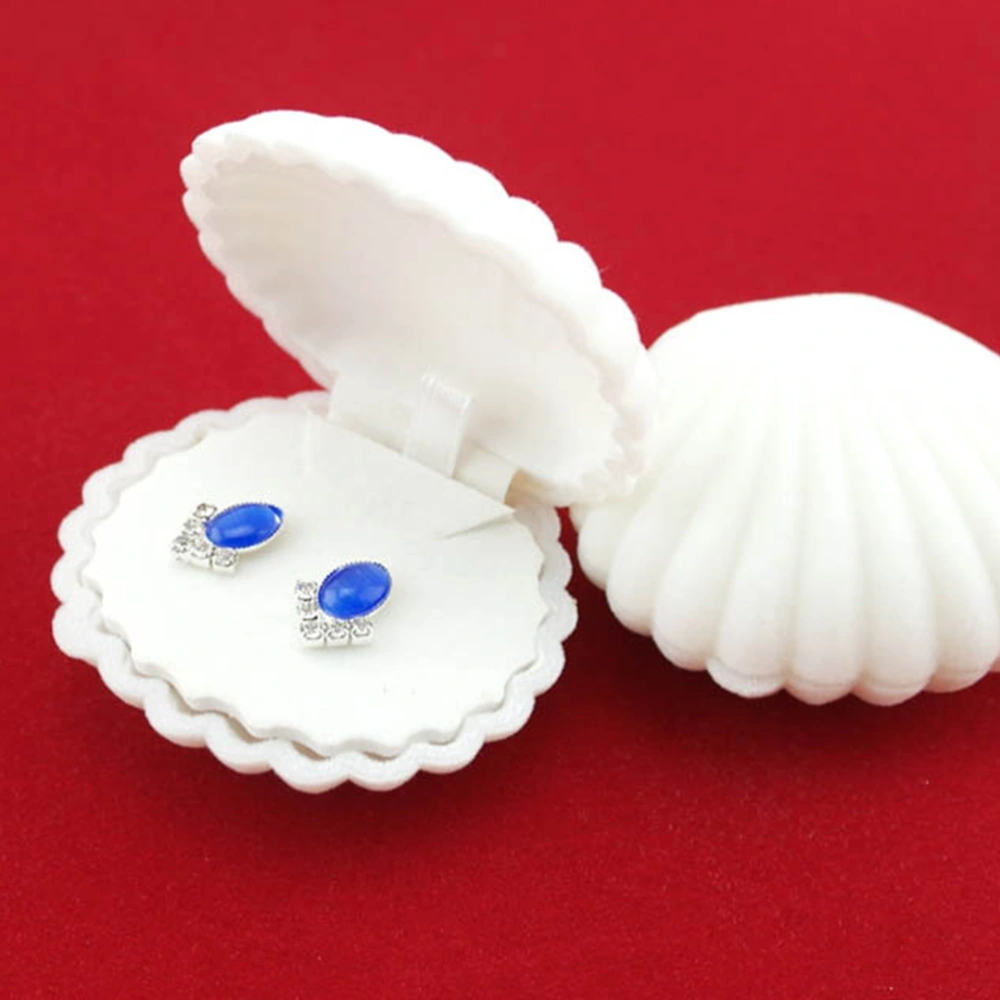 2pcs Shell Shaped Jewelry Box Lovely Earring Case Ear Stud Storage Box Wedding Jewelry Gift Holder (White + Pink)