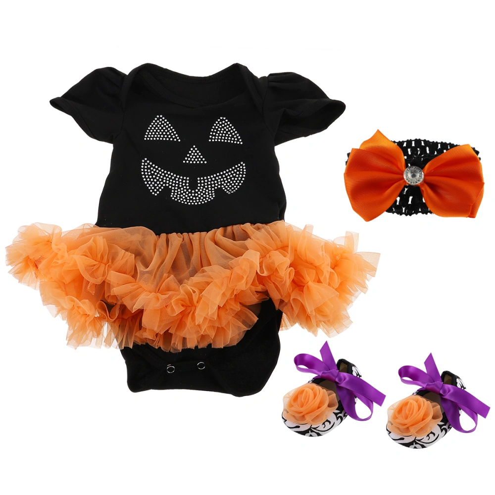 1 Set of Halloween Baby Party Dress Lovely Lace Skirt with Headband Shoes