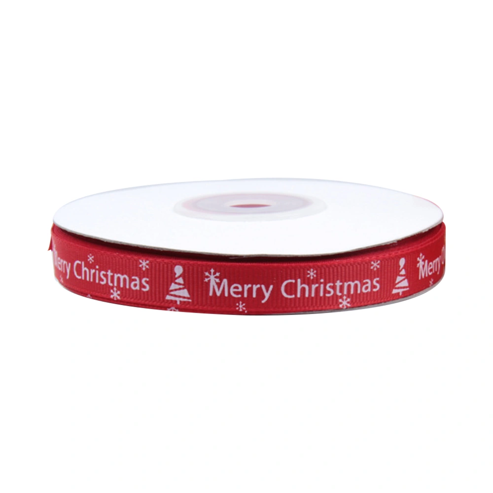 Red Ribbon Double-sided Christmas Gift Wrapping Ribbons Strip Holiday Gift DIY Supplies (White Font)