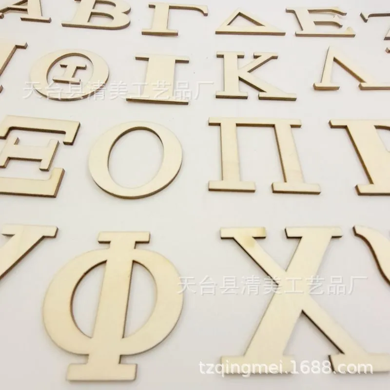 1 Set Greek Alphabets Cutouts Blank Wood Letters Creative Painting Wooden Slices for DIY Making