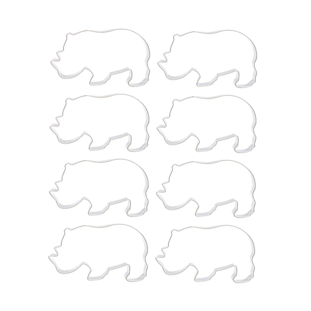 8 Pcs Stainless Steel Cookies Molds Rhinoceros Shape Cake Molds Fruit Dessert Baking Tools for Cake Fondant Chocolate Making (Silver)