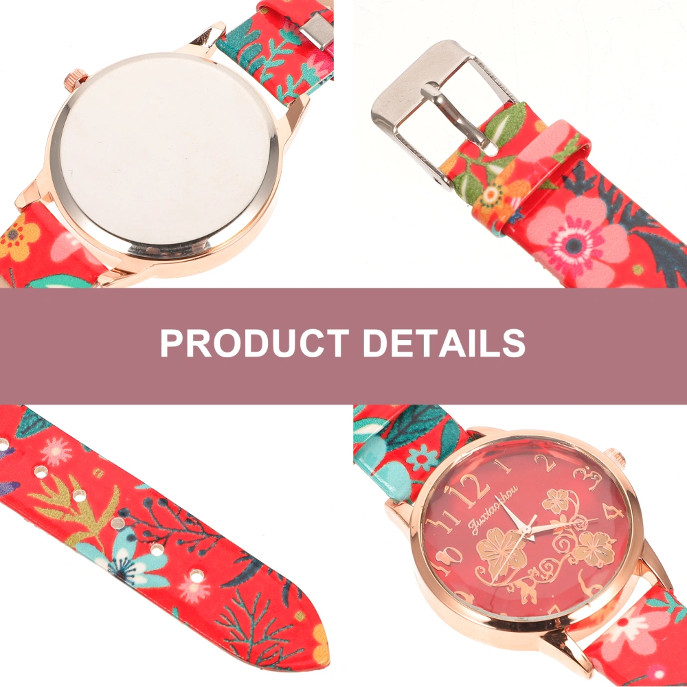 Light Luxury Fashion Women Watch Casual Printed Leather Strap Ladies Watch