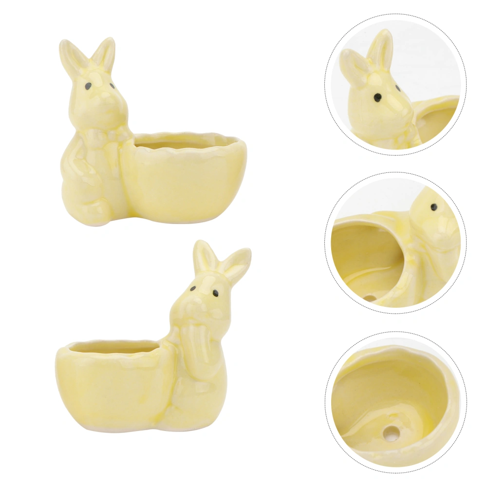 2PCS Easter Succulent Plant Pot Household Gardening Flower Pot (Yellow 2 Styles)