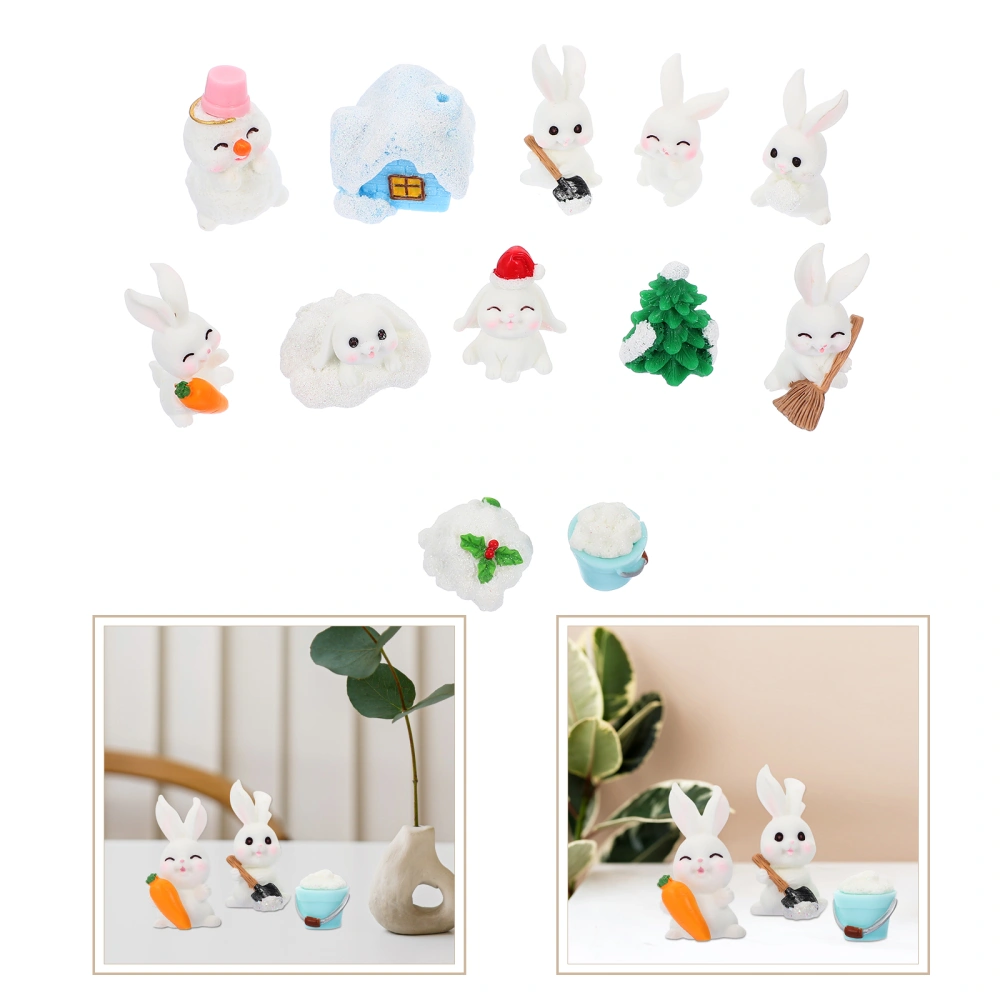 1 Set Rabbit Statue Resin Animals Figurines Decor Creative Garden Landscape Ornament