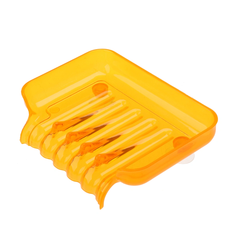 Bathroom Waterfall Soap Dish Clear Color Sponge Holder Storage Tray with Two Sucker (Orange)