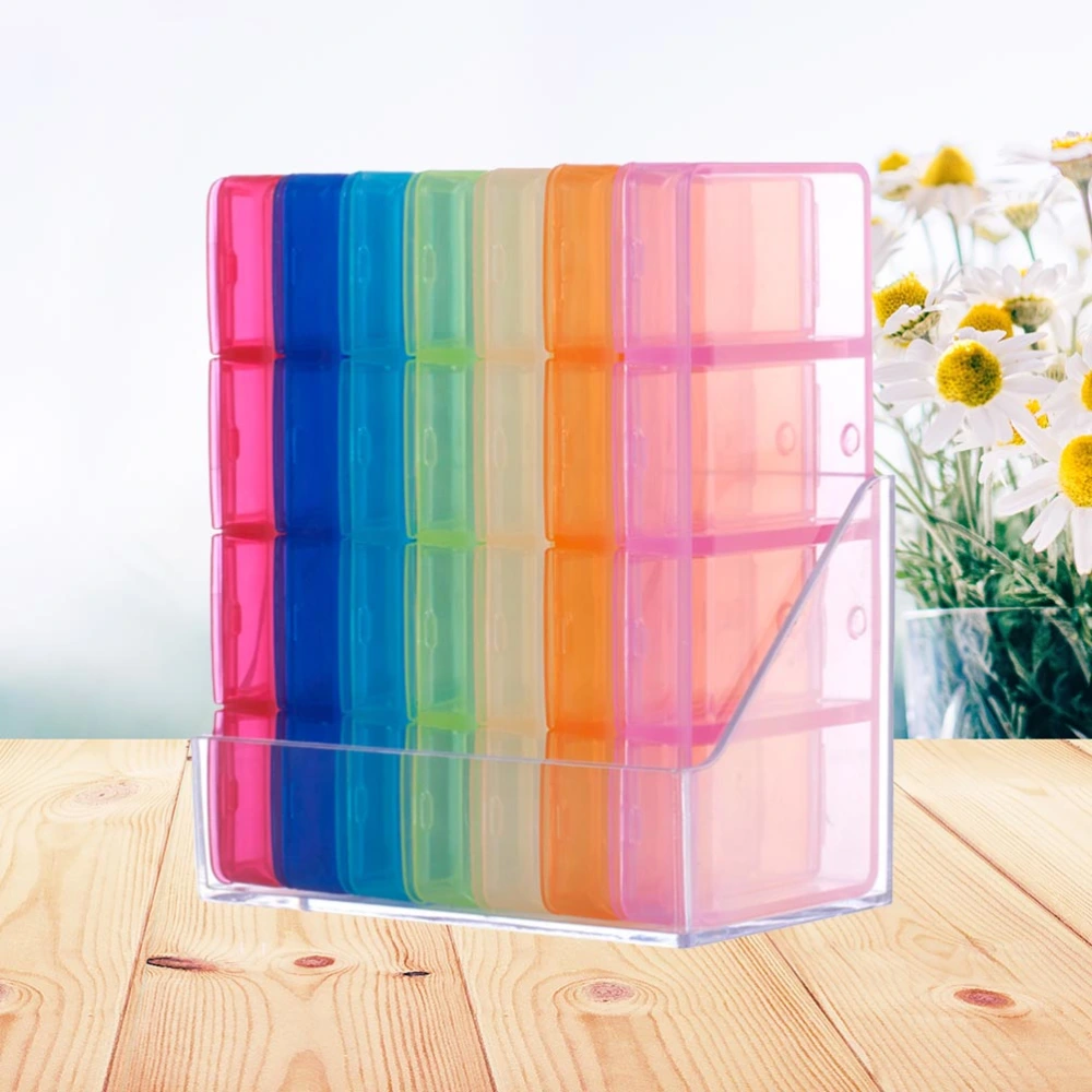 1PC Colorful Separation Kits Separable 28-piece Pill Box Portable Pill Organizer Container Storage Box Medicine Case