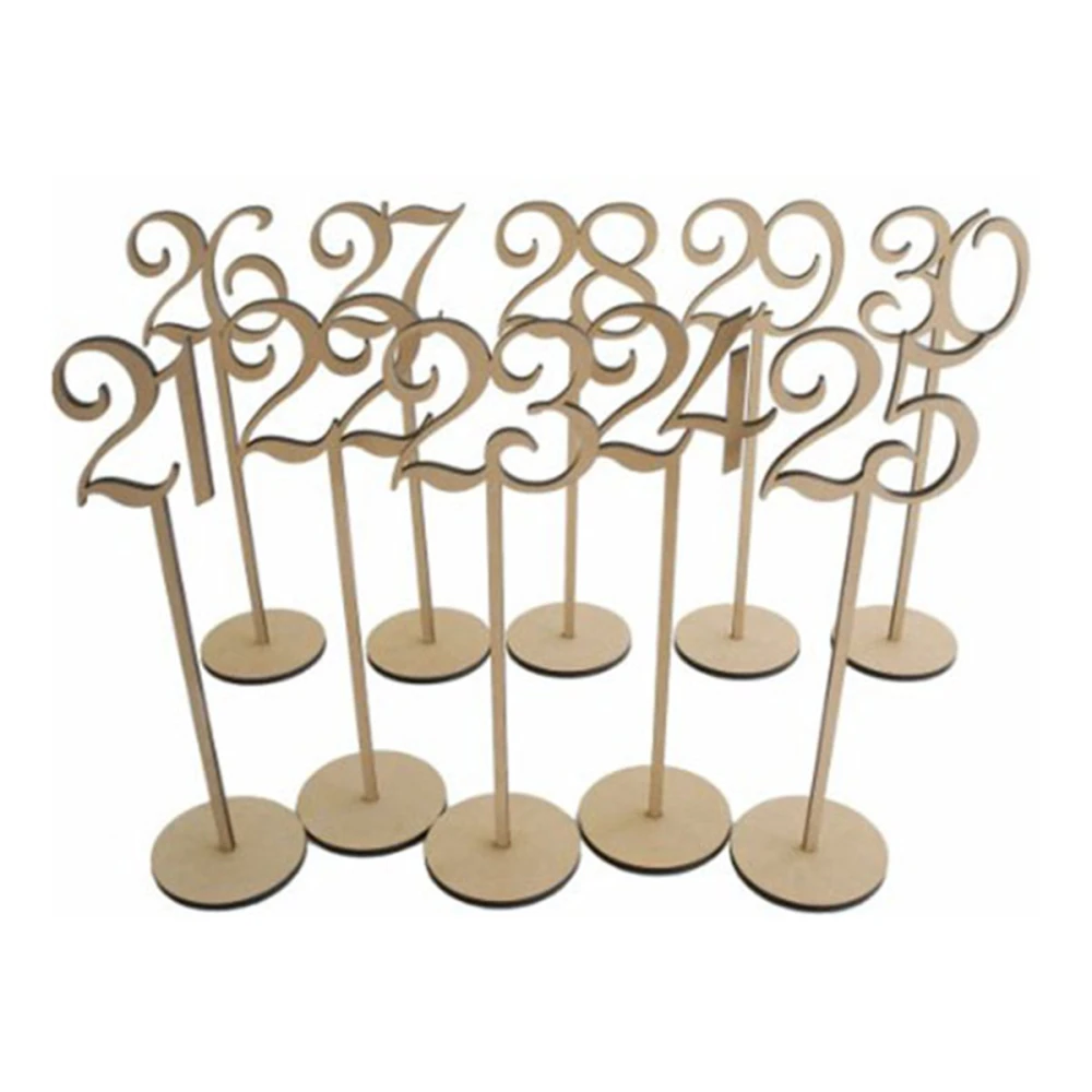 10pcs Numbers 21-30 Wooden Table Numbers with Holder Base for Wedding or Home Decoration