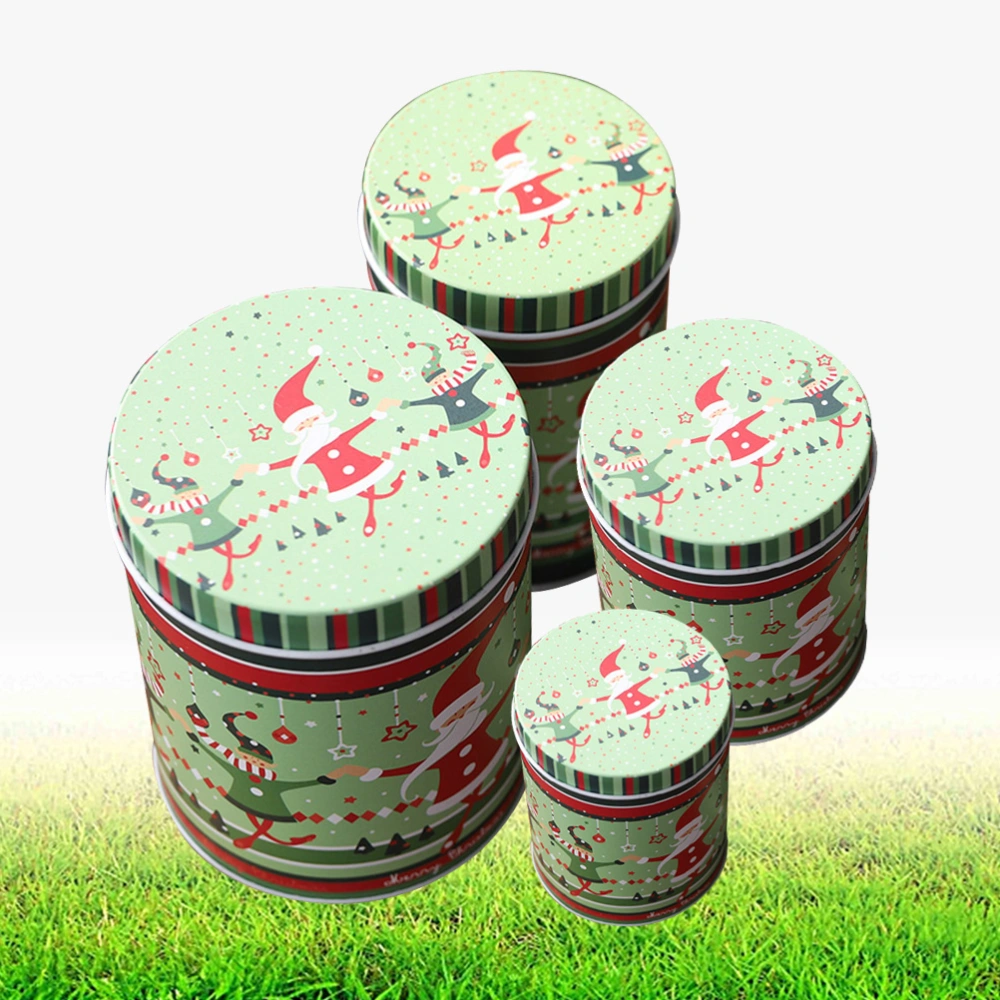 4 Pcs Christmas Tinplate Candy Boxes Wedding Gift Boxes Exquisite Tin Boxes Green Tea Leaf Container for Snack Sugar Candy