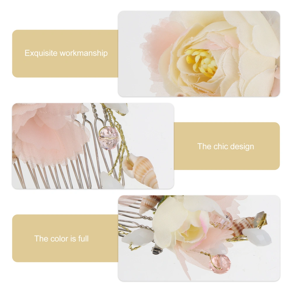 Bridal Hair Combs Shell Silk Yarn Flower Hair Comb Wedding Dress Accessories (FS139)