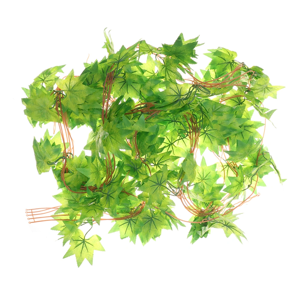 Simulated Green Maple Vine Rattan Home Ornament Reptile Terrarium Decoration for Pet Reptile Turtle Fish Tank (Green)