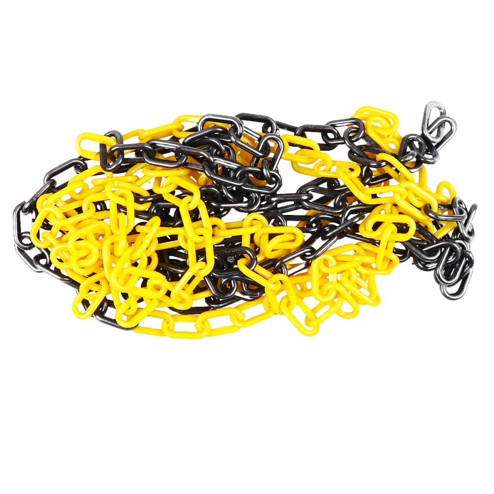 1 Roll of 6M Plastic Safety Chain Sun Shield UV Resistant Plastic Chain Hangers Colored Barrier Chain Belt for Construction Site Garage (Yellow Black)