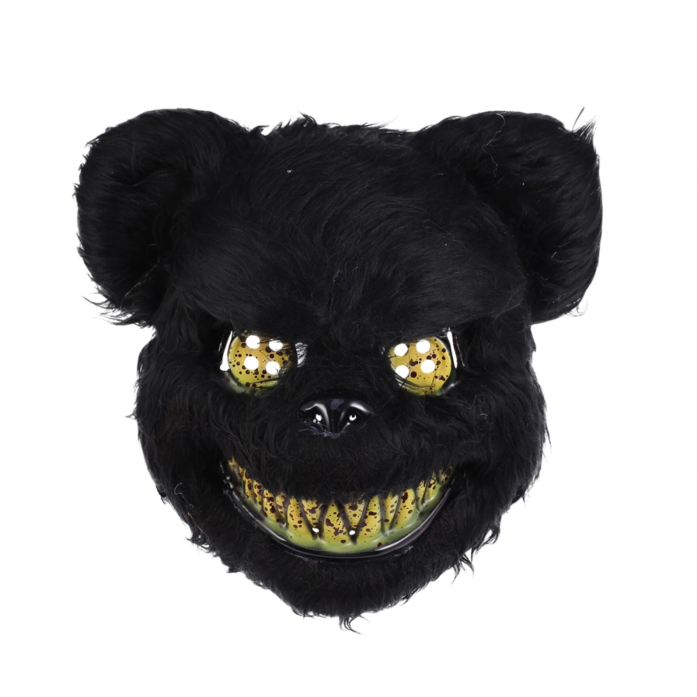 Scary Bloody Bear Mask Costume Prop Mask Dress-up Accessory for Halloween Masquerade Cosply Costume Party Performance (Black)