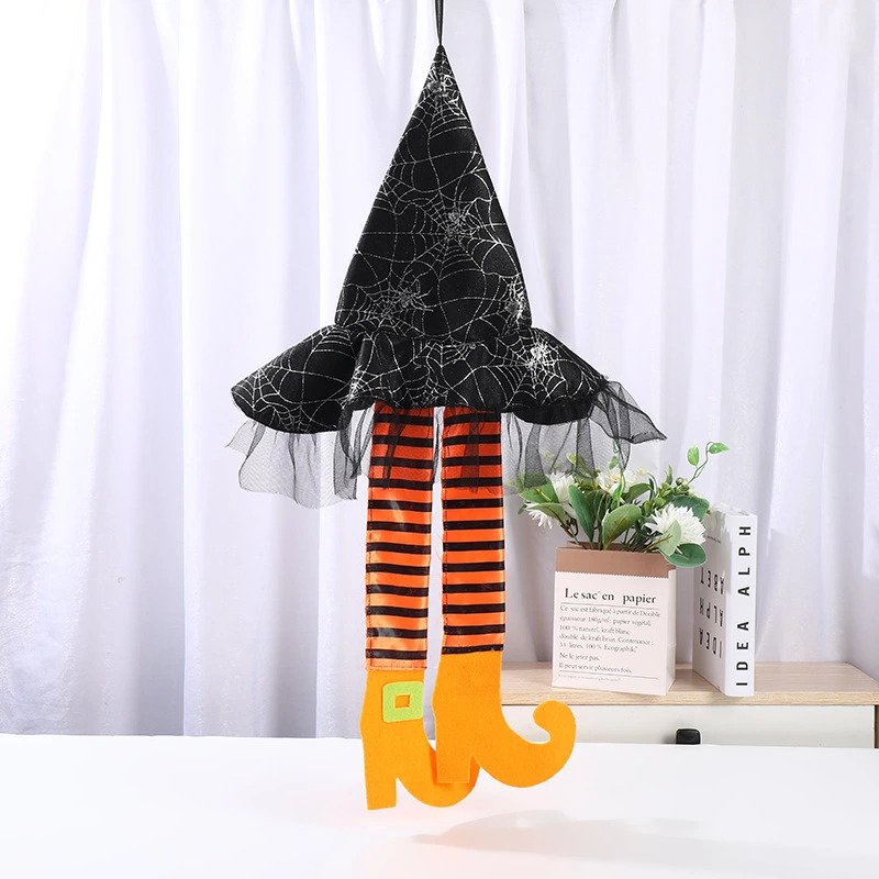 Halloween Witch Leg Hat Ornament Front Door Cloth Art Witch Leg Hanging Pendant