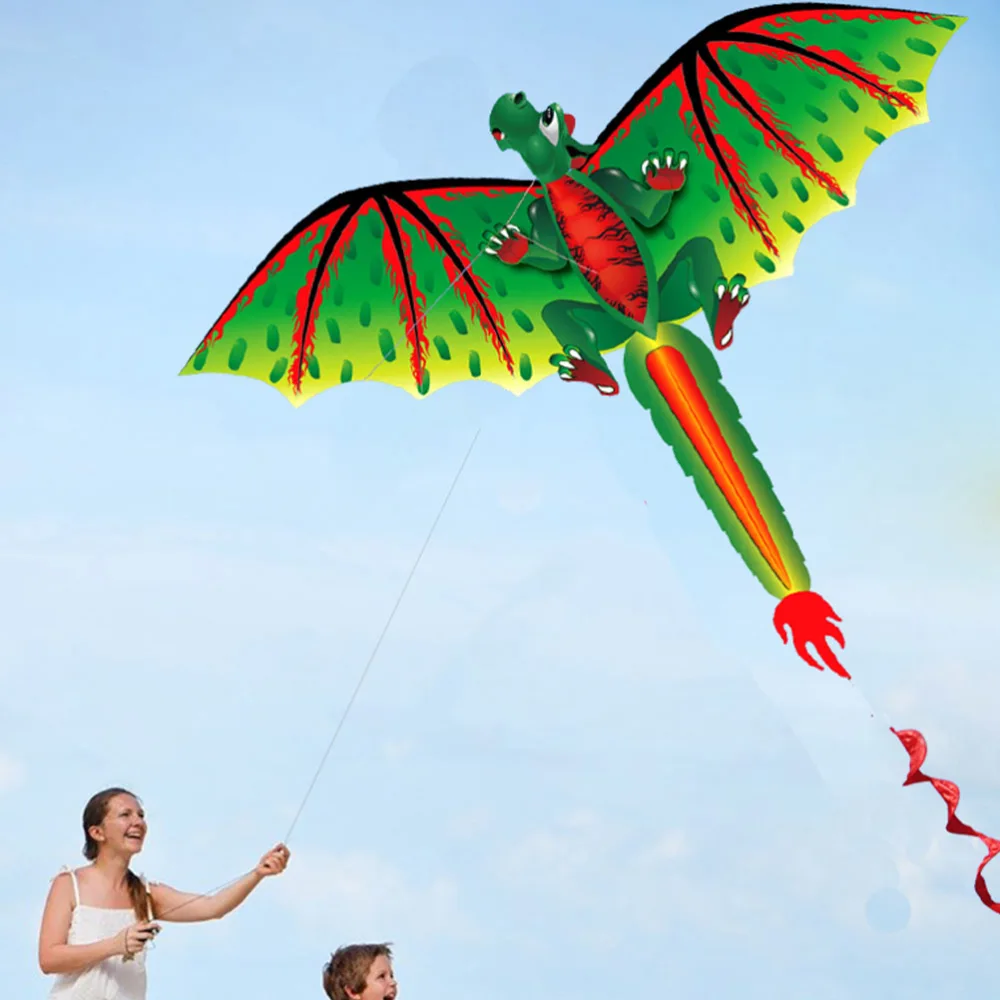 1 Set Kids Cartoon Dinosaur Kites Easy to Fly Long Tail Kites for Outdoor Games