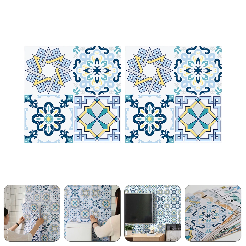 2pcs Household Tile Stickers Waterproof Self-Adhesive Wall Decals for Home Decor