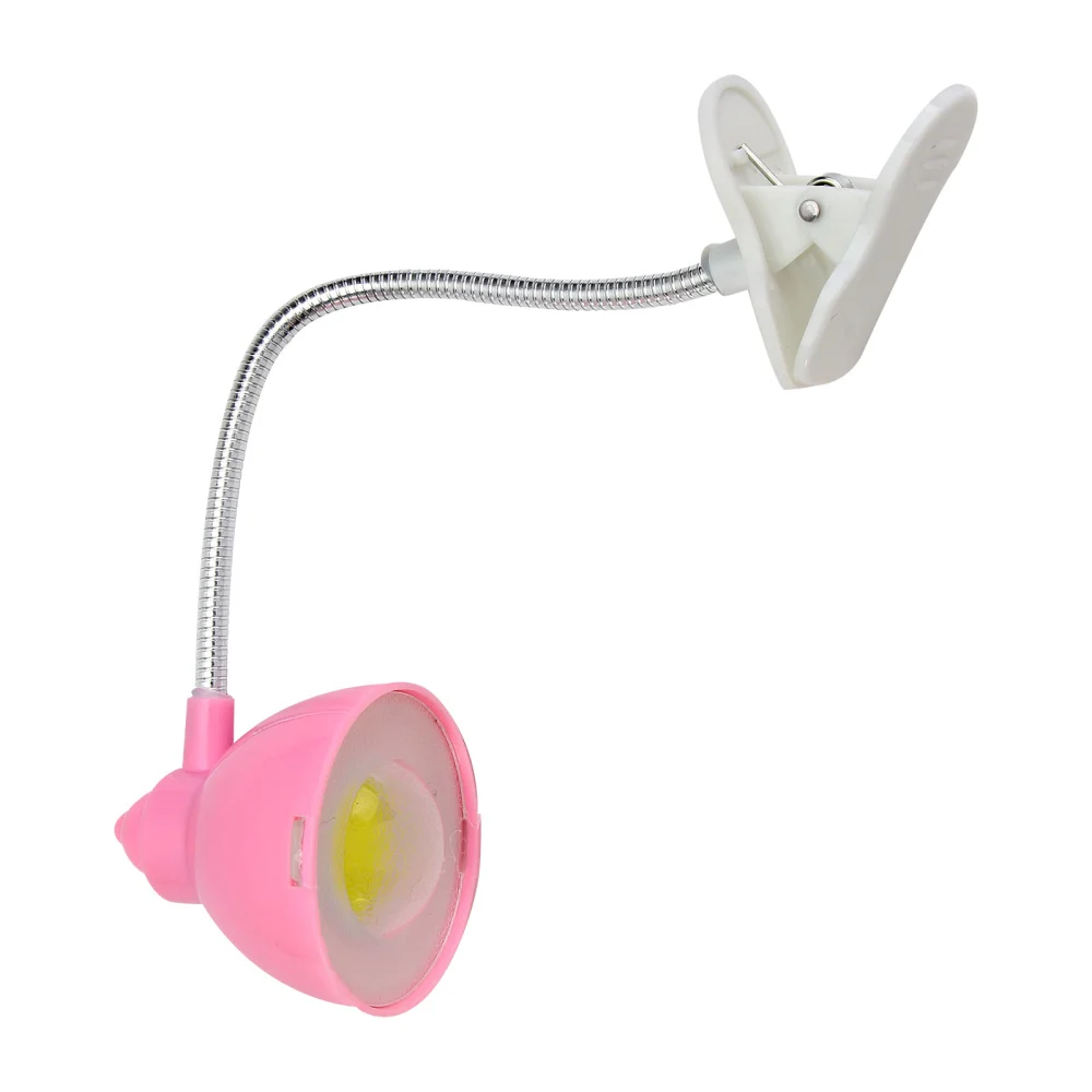 Clip Desk Reading Light LED Eye-caring Learning Lamp for Home Office (3W Pink)