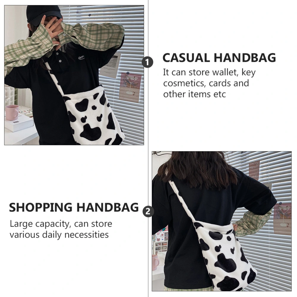 Chic Large Capacity Shoulder Bag Cow Wave Point Plush Handbag (Big Pattern)