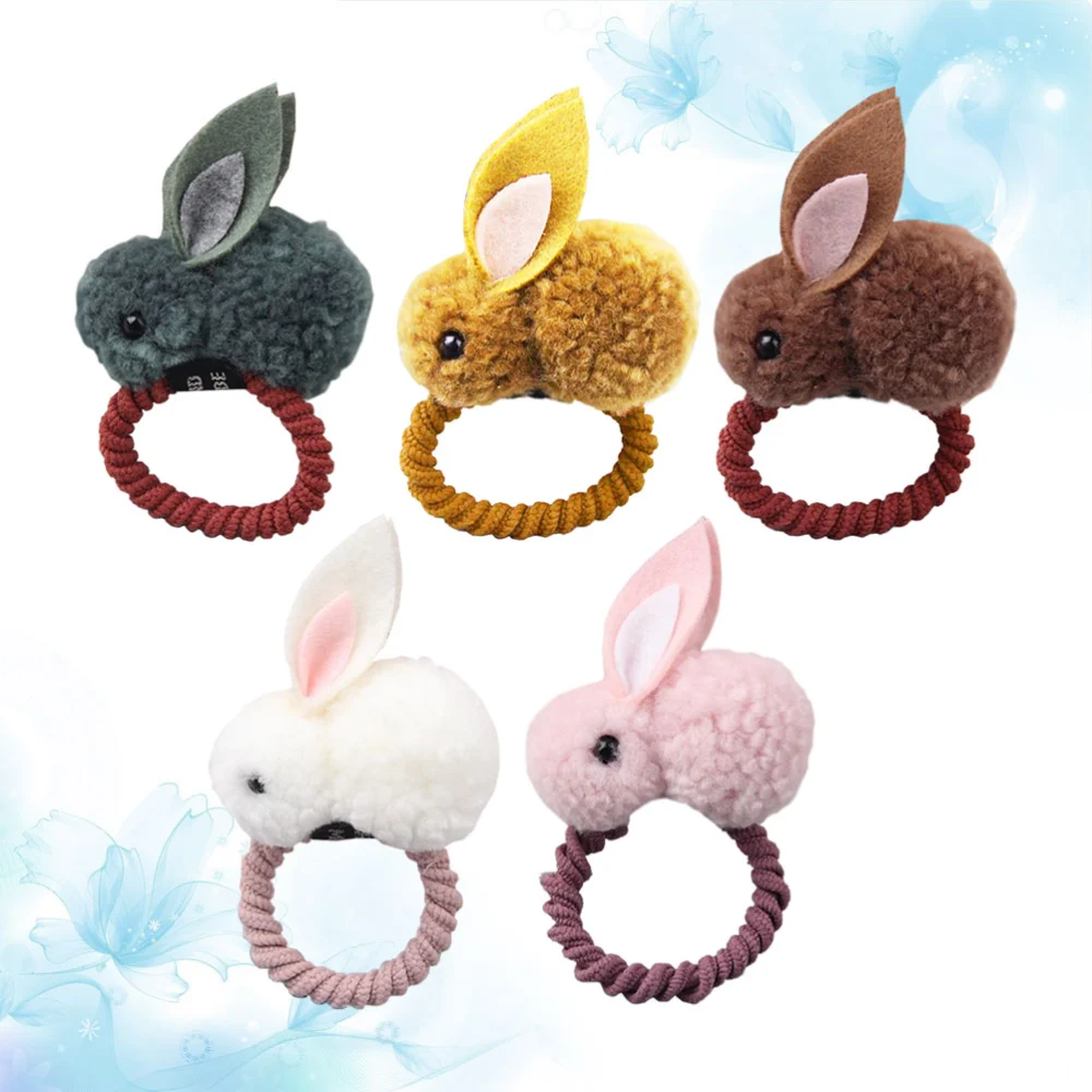 1pc Rabbit Stretch Hair Ties Elastic Hair Ring Ponytail Holders Hair Accessories for Kids and Baby Girl (Random Color)