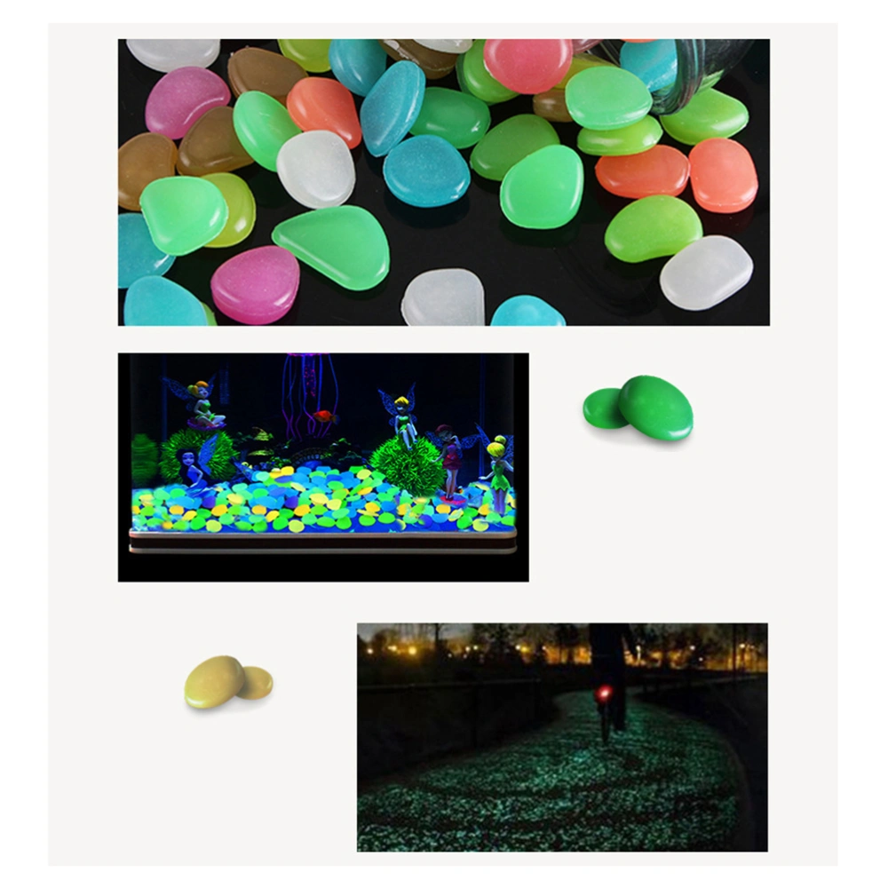 50pcs Luminous Cobblestones Pebbles Stones Glow in the Dark for Aquarium Fish Tank Gravel Decorations For Garden Yard