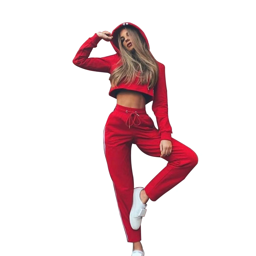 Women Short Tops Tracksuit Hoodies and Pants Sets Casual Suit Size S (Red)